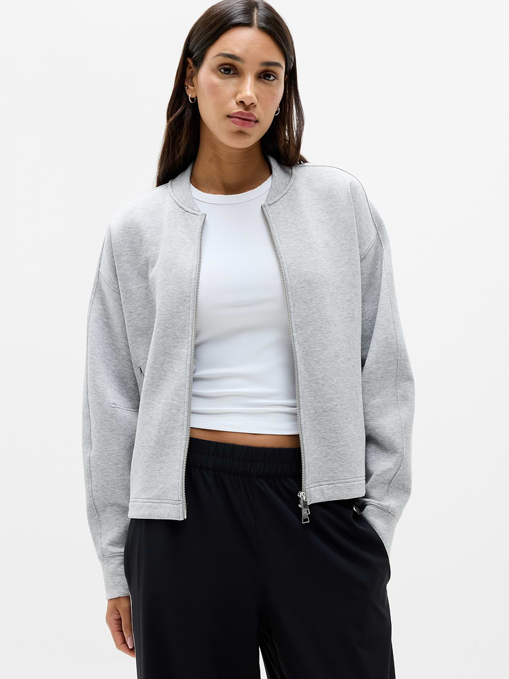 Image 1 of 5, FOR: Put-together comfort during travel and days on the go, FEEL: Double-knit spacer has soft, all-way stretch with a slightly structured feel that stays breathable, FAVE: 2-way zipper for added mobility, Product #1177758