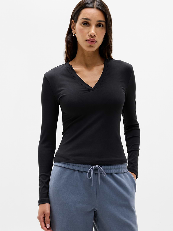 Signature Rib V-Neck Top