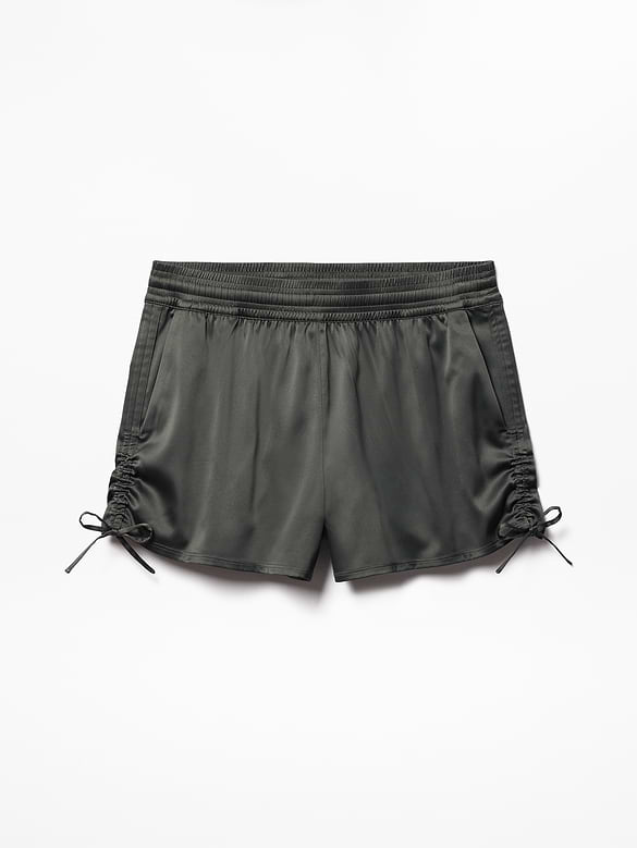 Featherweight Satin Ruched Run Short