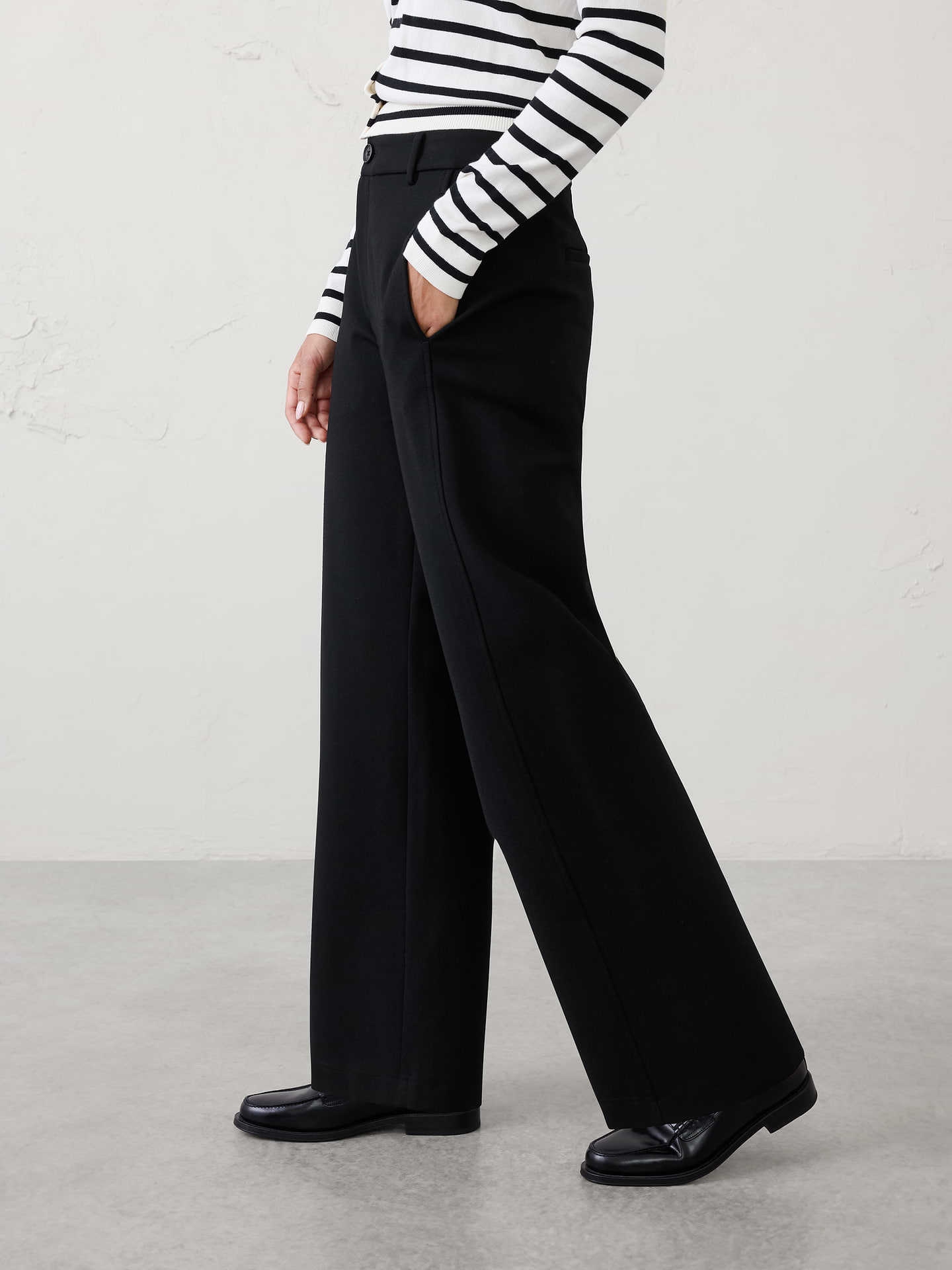Image number 3 showing, Barrel-Leg High-Rise Knit Ponte Pant