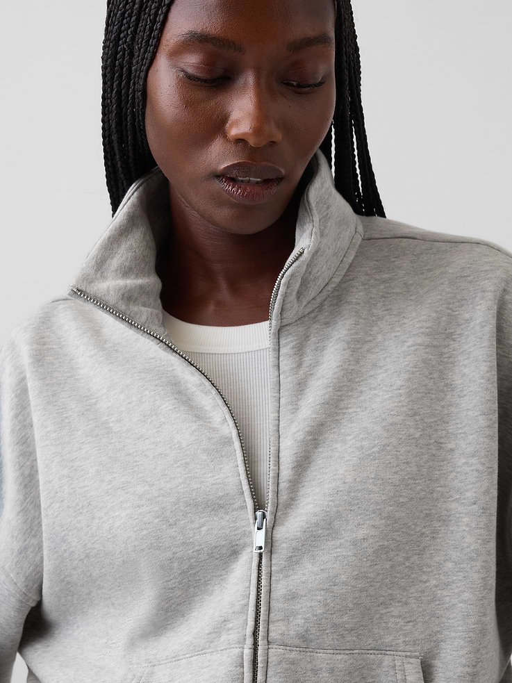 Image 4 of 5, VintageSoft Oversized Mockneck Zip Jacket