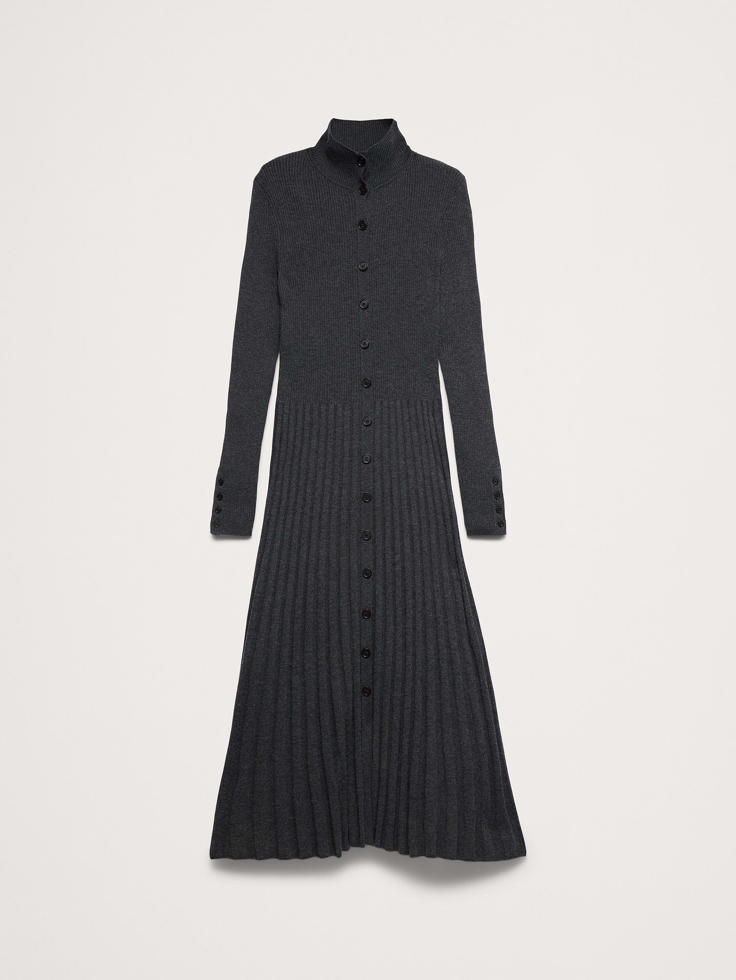 Image 5 de 5, Robe-chandail côtelée boutonnée