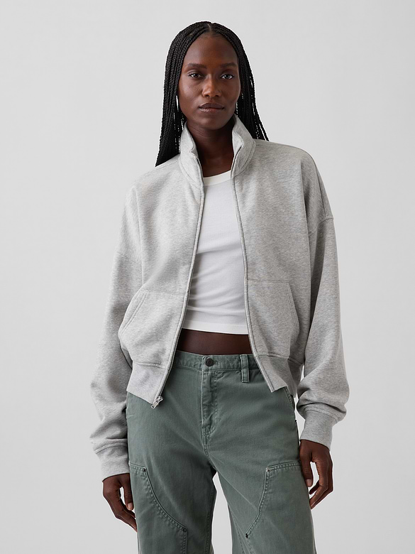 VintageSoft Oversized Mockneck Zip Jacket