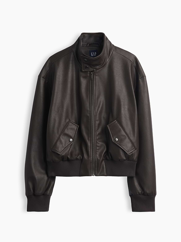 Vegan Leather Bomber Jacket