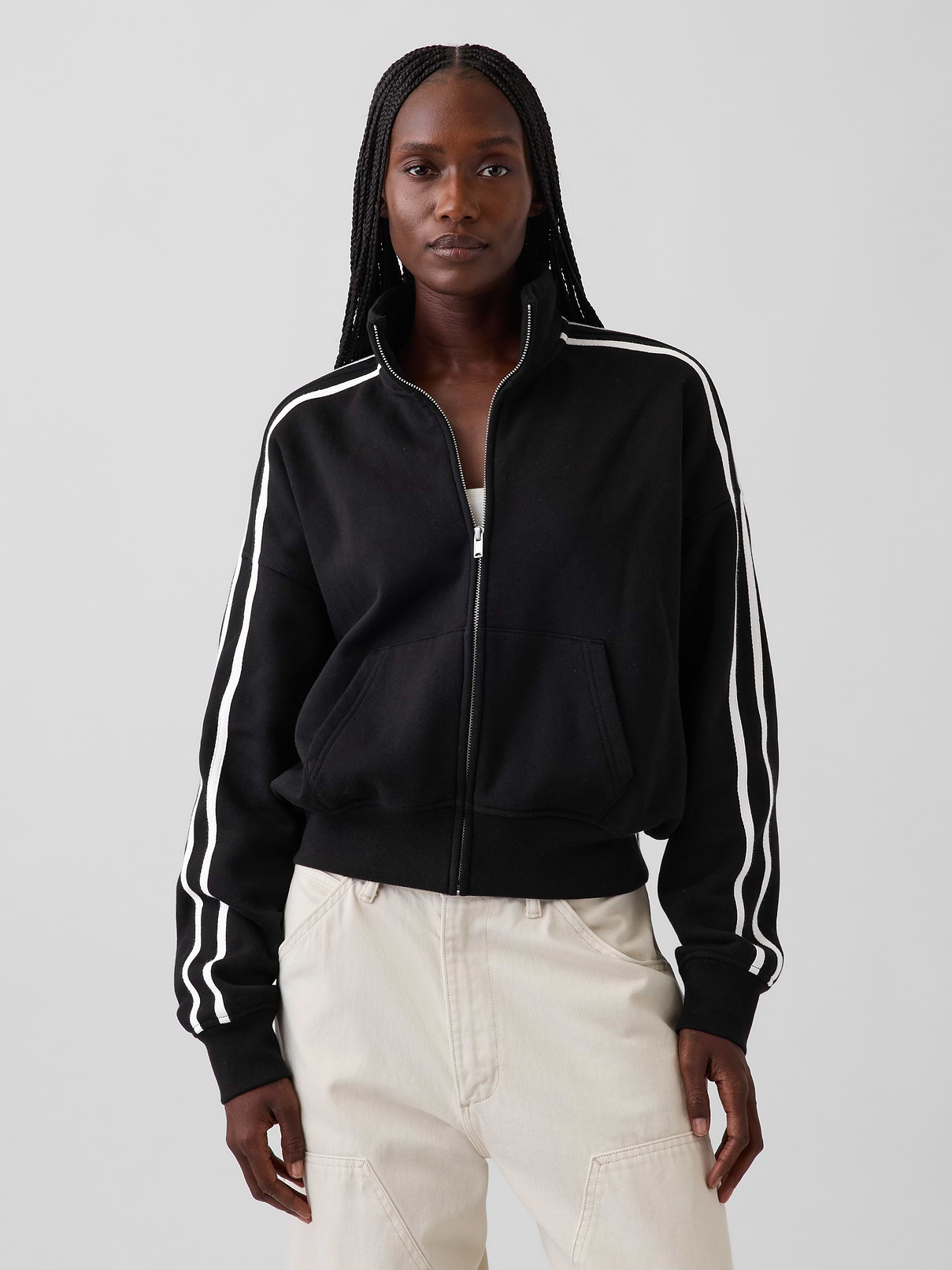 VintageSoft Oversized Mockneck Zip Jacket