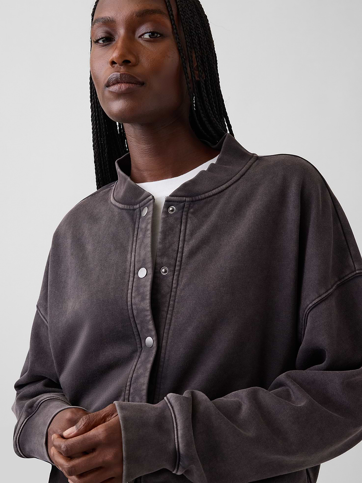 Image 4 of 5, VintageSoft Oversized Bomber Jacket