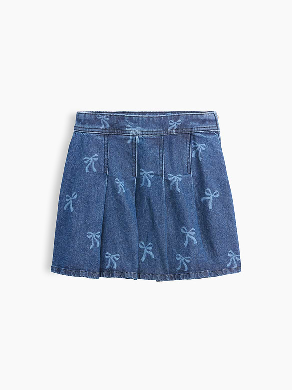 Kids Pleated Denim Mini Skirt