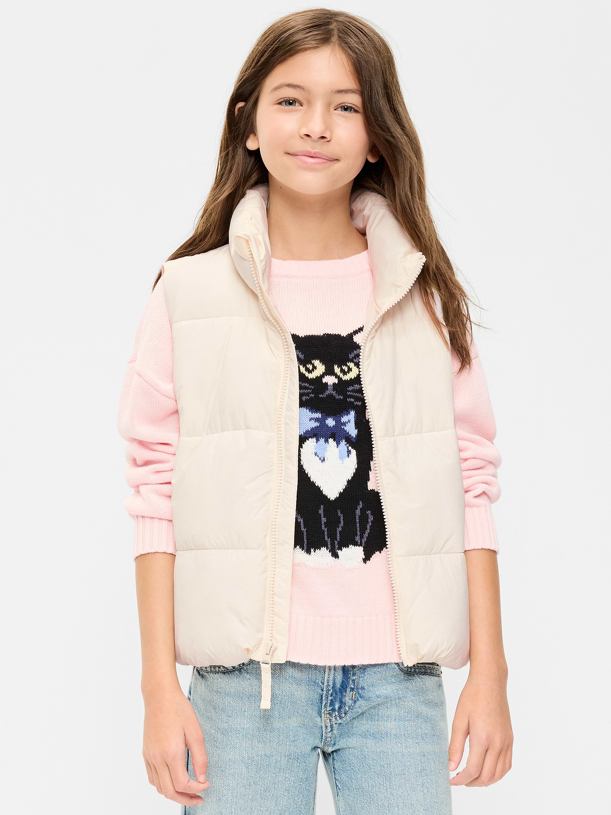 Image number 1 showing, Water-Resistant Quilted Puffer Vest for Girls
