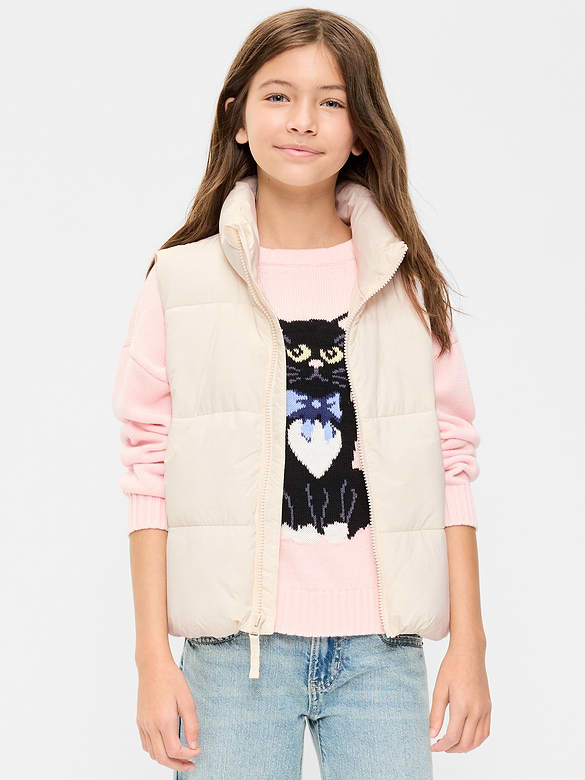 Water-Resistant Quilted Puffer Vest for Girls