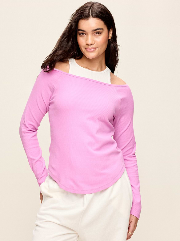 CloudLite Ribbed Long-Sleeve Boatneck Top