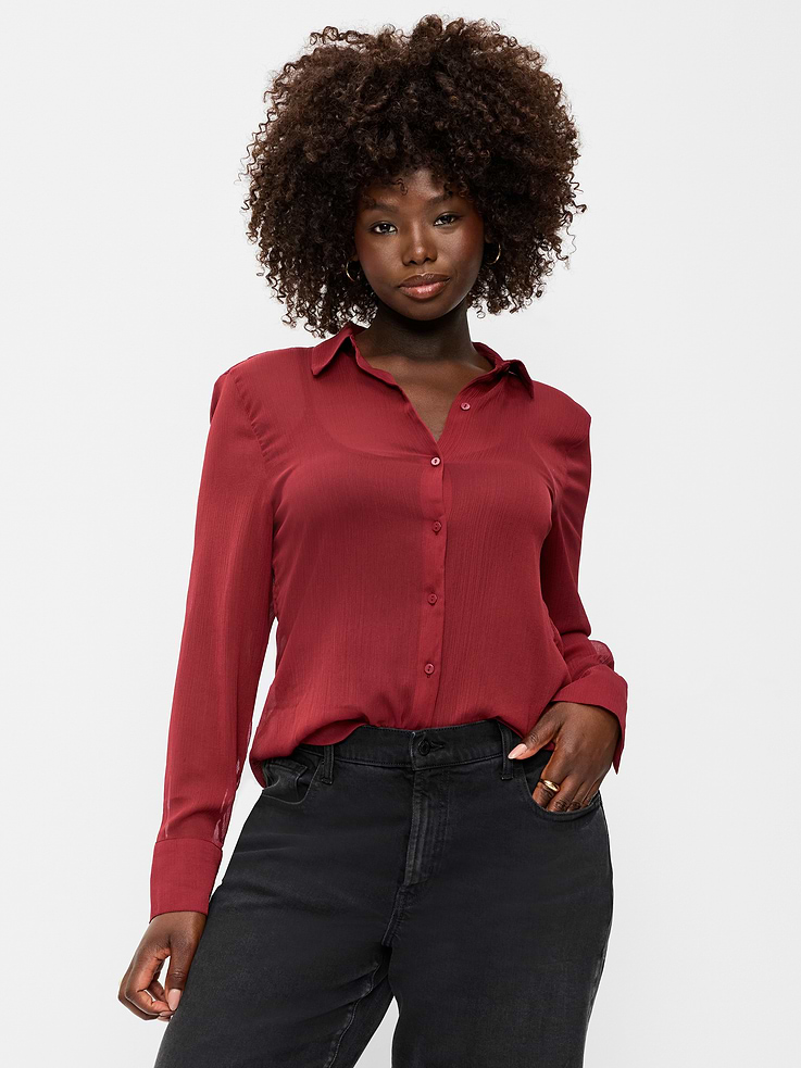 Image number 5 showing, Chiffon Sheer Button-Down Shirt