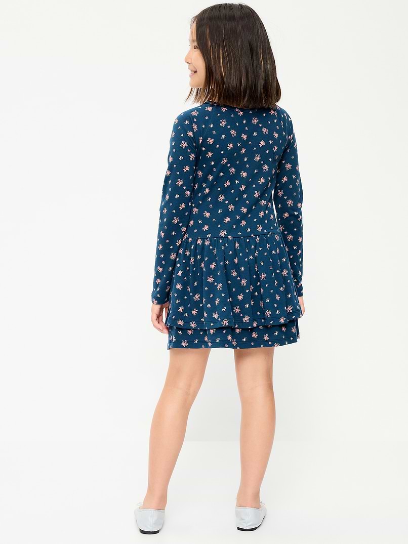 Fitted Long-Sleeve Ruffled Dress for Girls