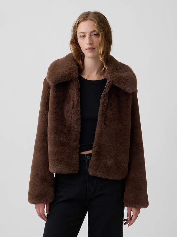 100% Recycled Relaxed Faux-Fur Jacket