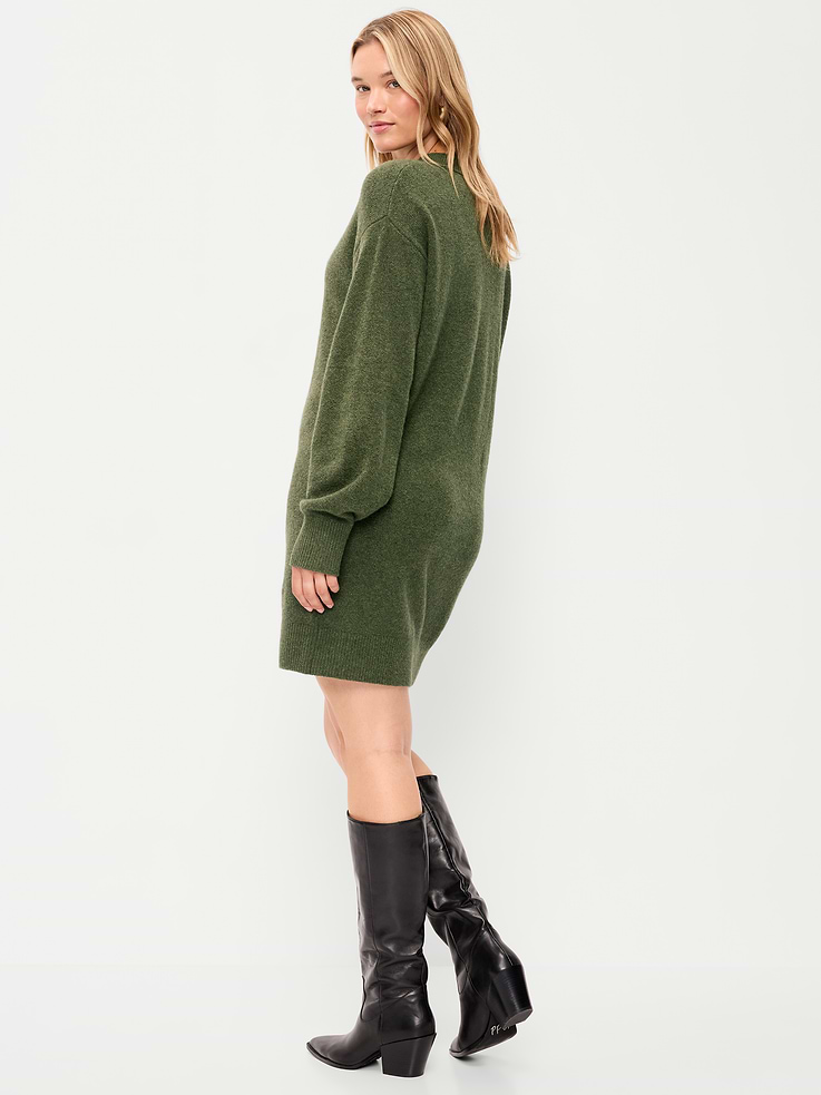 Image 7 of 9, SoSoft Long-Sleeve V-Neck Mini Sweater Dress
