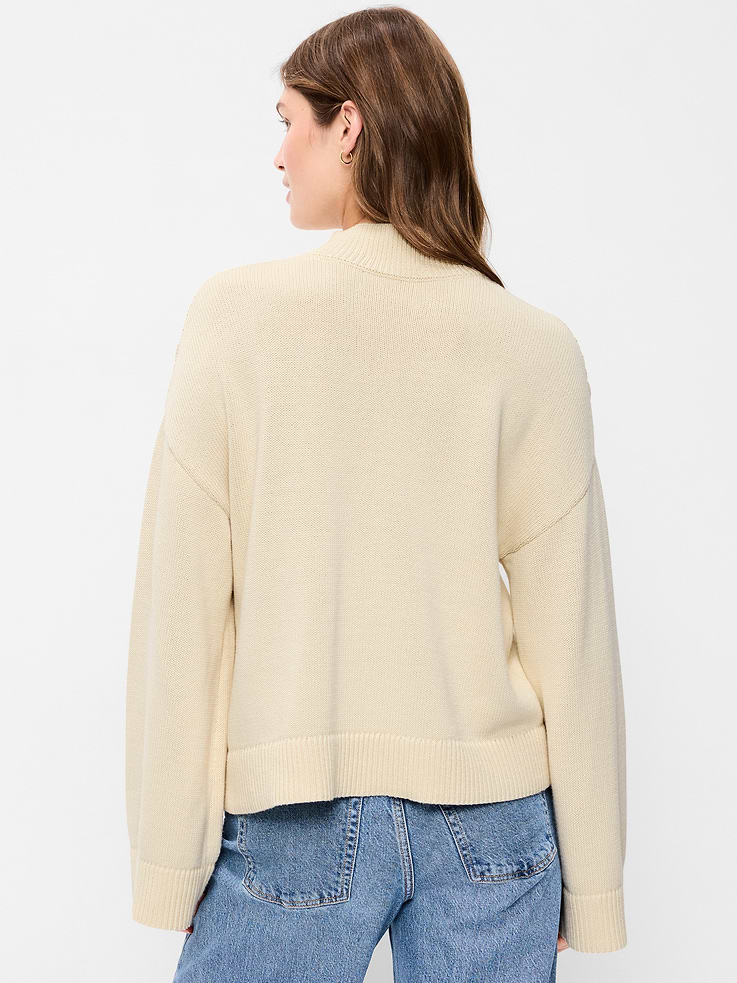 Image 2 of 5, Mock-Neck Lace Inset Sweater