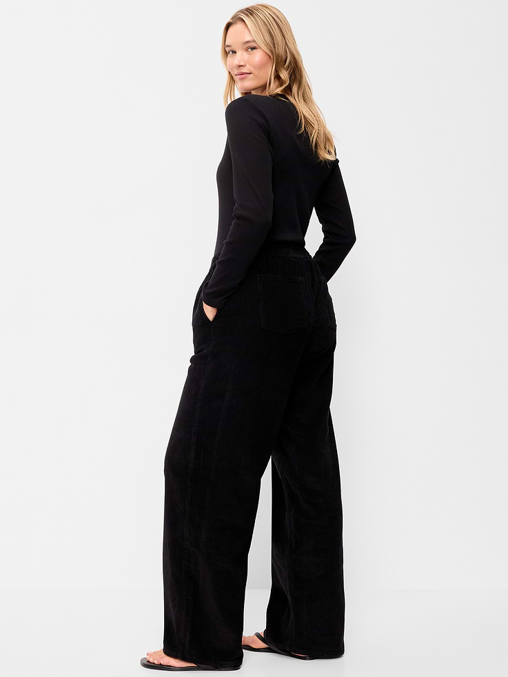 Image 3 of 5, High-Waisted Baggy Wide-Leg Corduroy Pants