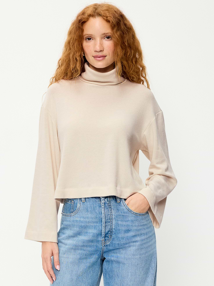 Image 1 of 7, turtleneck, long wide sleeves, pullover style, Product #908485