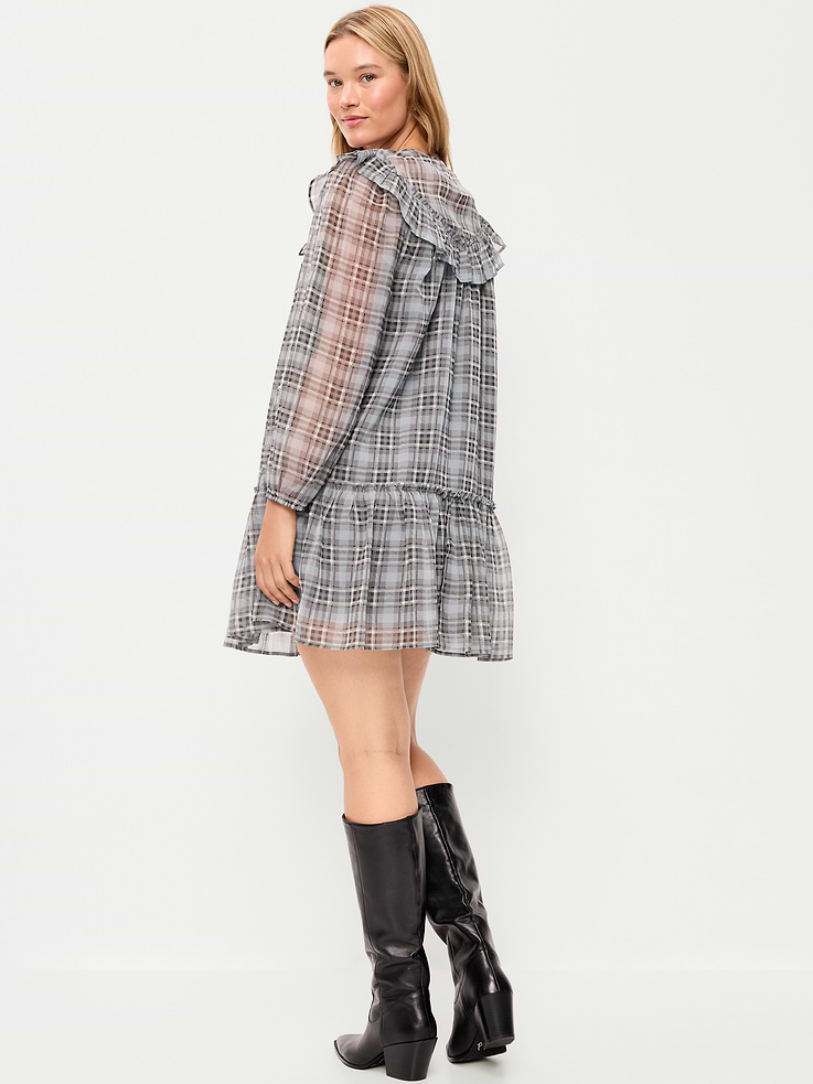 Image 7 of 9, Chiffon Ruffle Swing Mini Dress