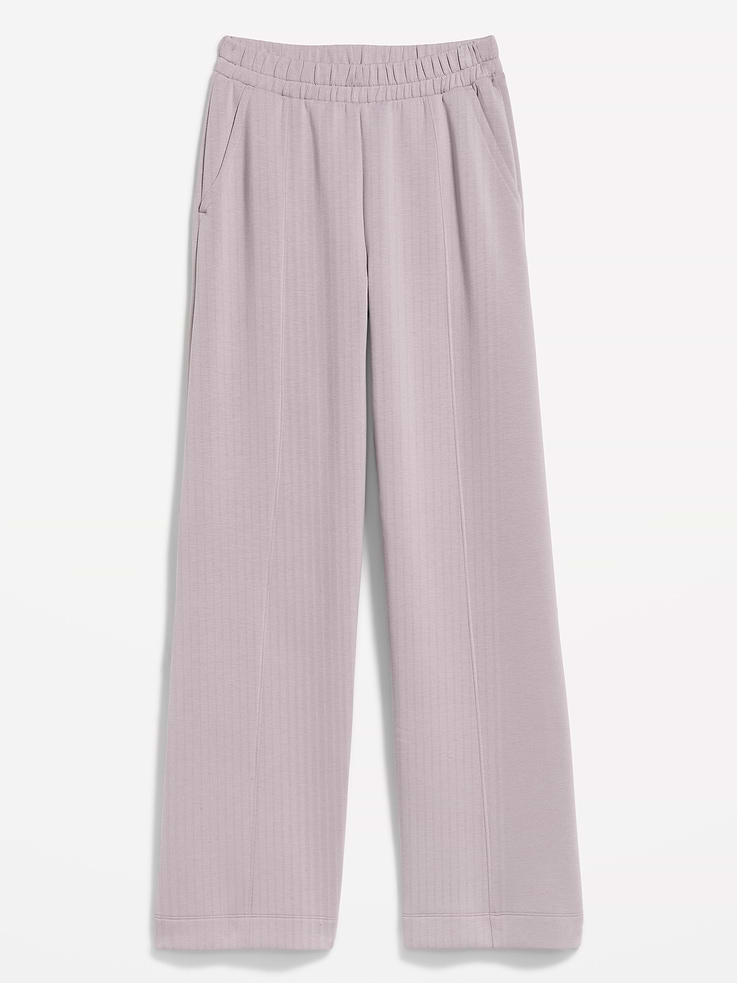 Image number 1 showing, High-Waisted Bounce Fleece Wide-Leg Sweatpants