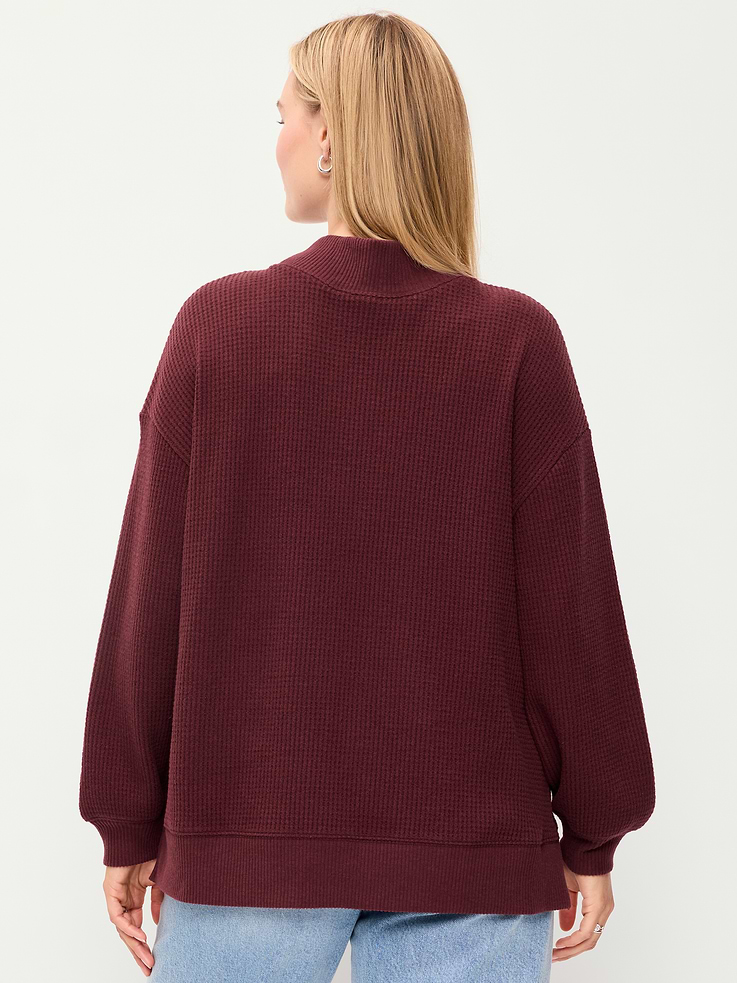 Image 5 of 7, Oversized Mock-Neck Long-Sleeve Top