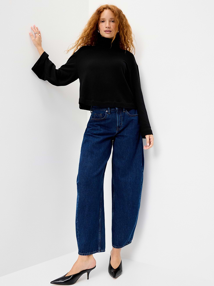 Image 3 of 5, Long-Sleeve Oversized Turtleneck Sweater