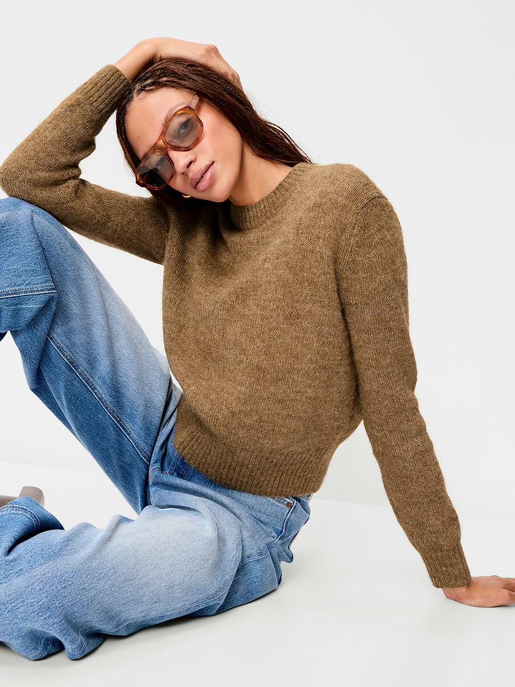 Image 3 of 5, Shrunken Cozy Crew-Neck Sweater