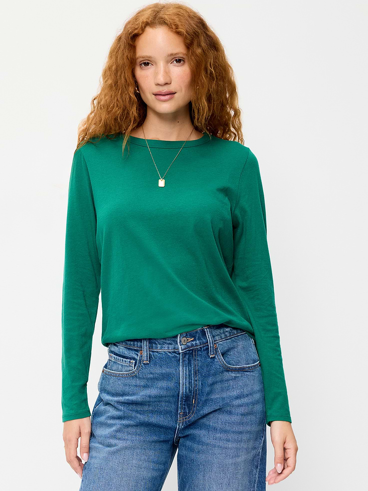 Image 1 of 7, Our EveryWear T-shirts are super-soft, with a comfortable, relaxed fit. Wear 'em with everything., crew neck, long sleeves, Product #896721