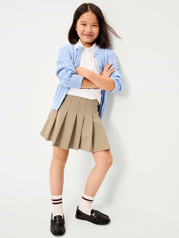 School Uniform Ponte-Knit Pleated Skort for Girls