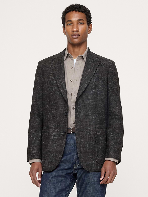 Veste de complet ajustée cintrée en tweed italien