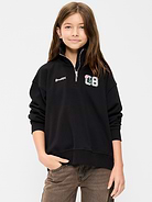Image 1 of 2, mock neck, quarter zip, long sleeves, drop shoulders, graphic at front, Product #907015