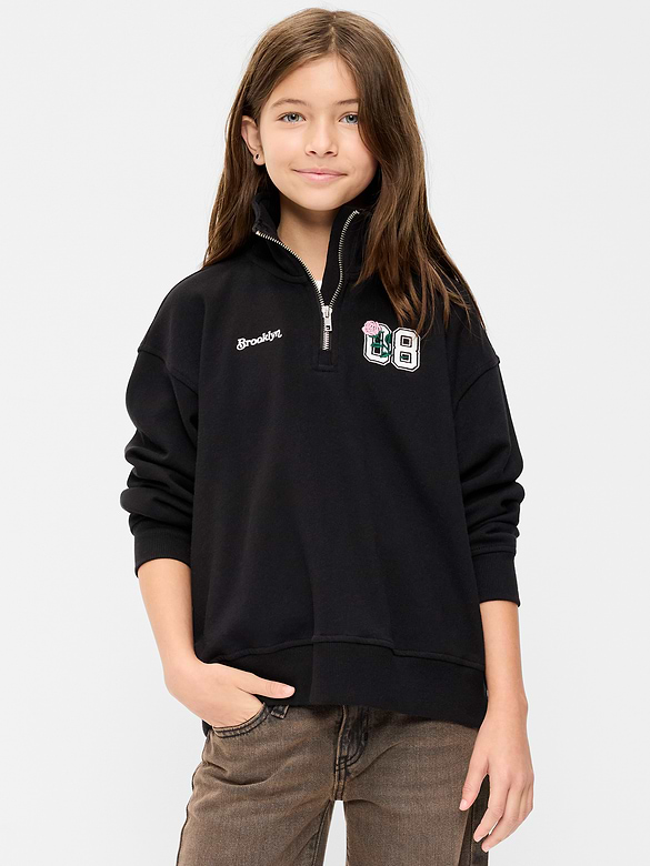 Oversized Quarter-Zip Graphic Sweatshirt for Girls