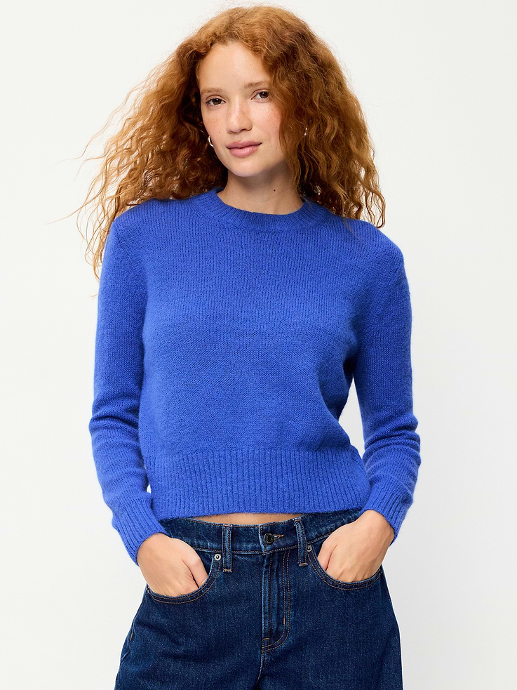Image 3 of 5, Shrunken Cozy Crew-Neck Sweater