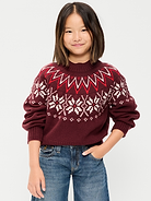 Image 1 of 4, mock neck, long raglan sleeves, fair isle print, rib-knit trim, pullover style, Product #1181570