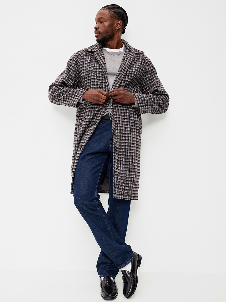 Image 3 of 6, Relaxed Long Twill Topcoat for Men