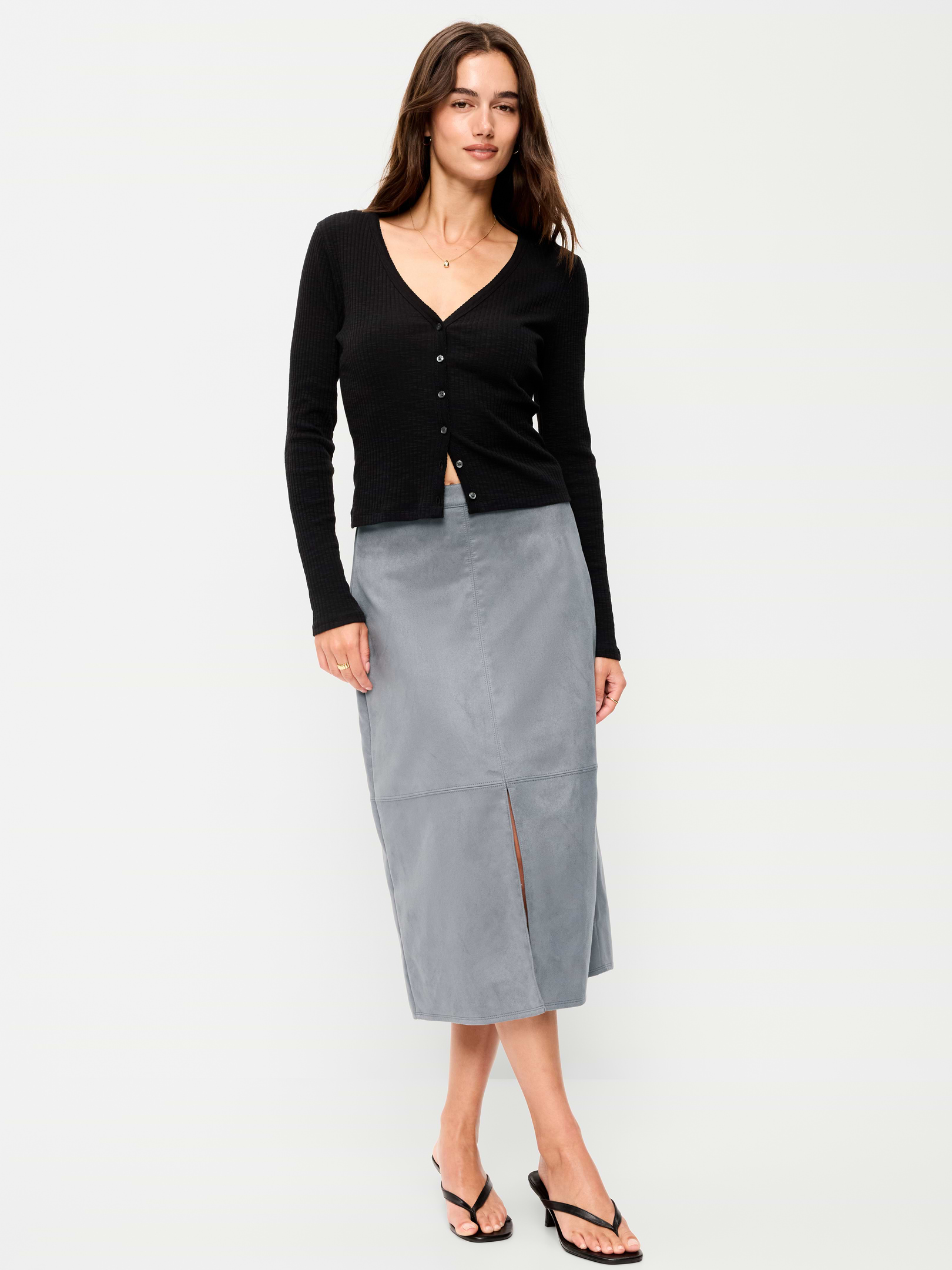 Faux-Suede Pencil Midi Skirt | Old Navy