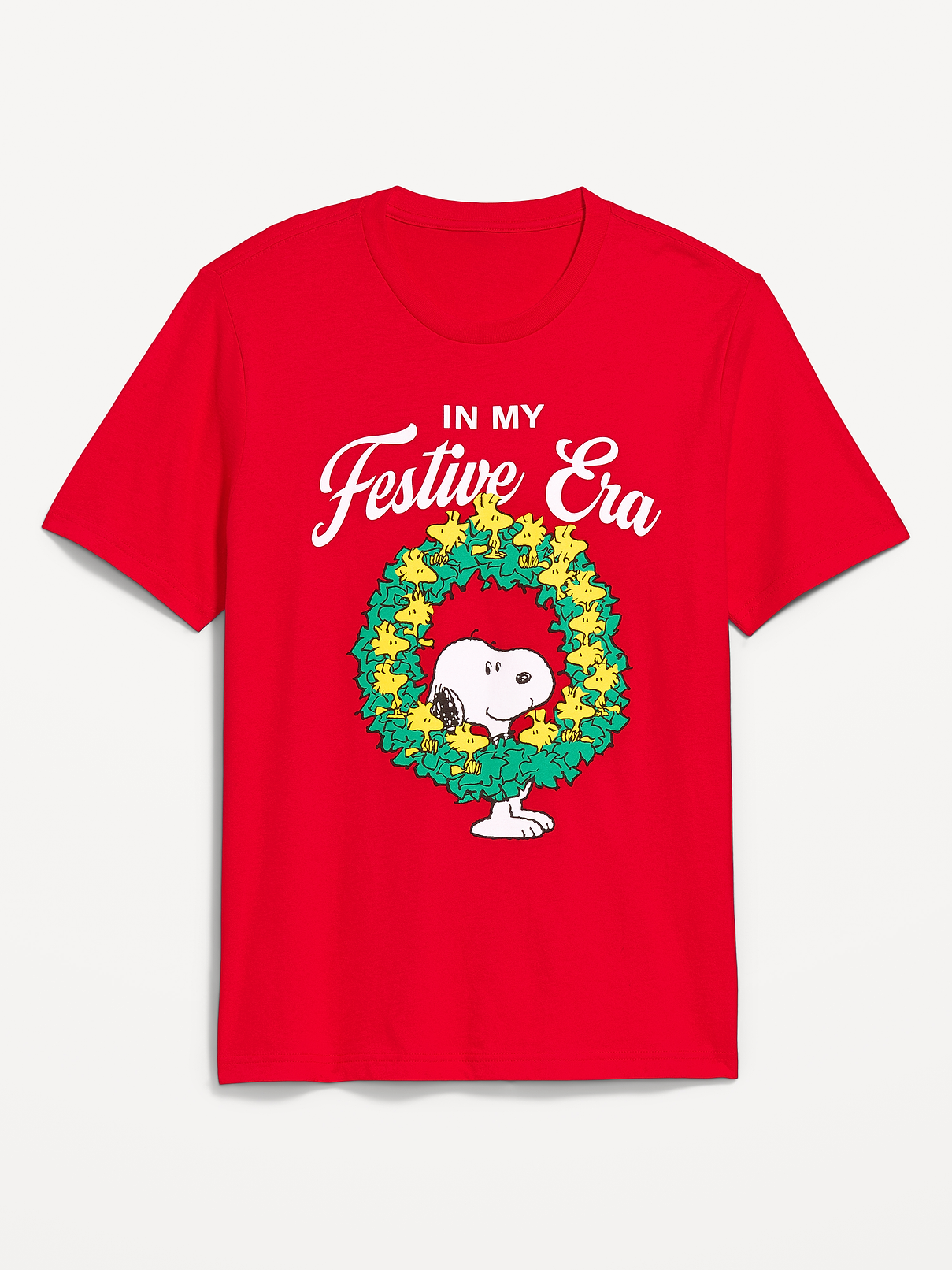 Image 1 of 2, rib-knit crew neck, short sleeves, licensed character graphic, © 2026 Peanuts Worldwide LLC, Product #909922