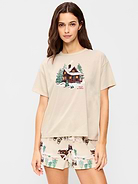 Image 1 of 2, rib-knit crew neck, short sleeves, graphic at front, Product #910769
