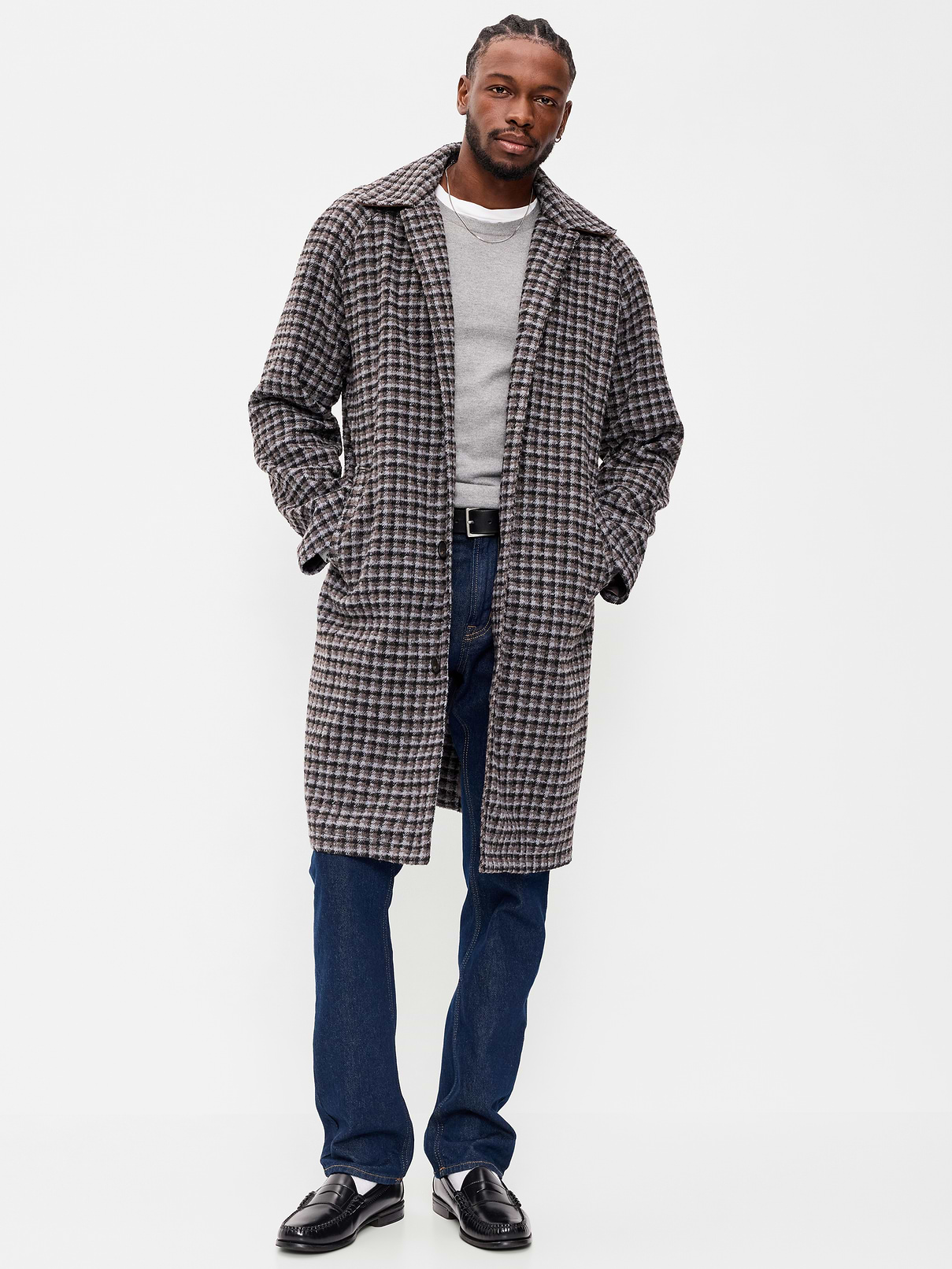 Relaxed Long Twill Topcoat for Men