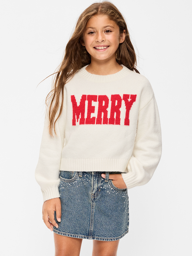 Image 1 of 3, crew neck, long sleeeves, drop shoulders, graphic at front, ribbed hem, easy pullover style, Product #1181569