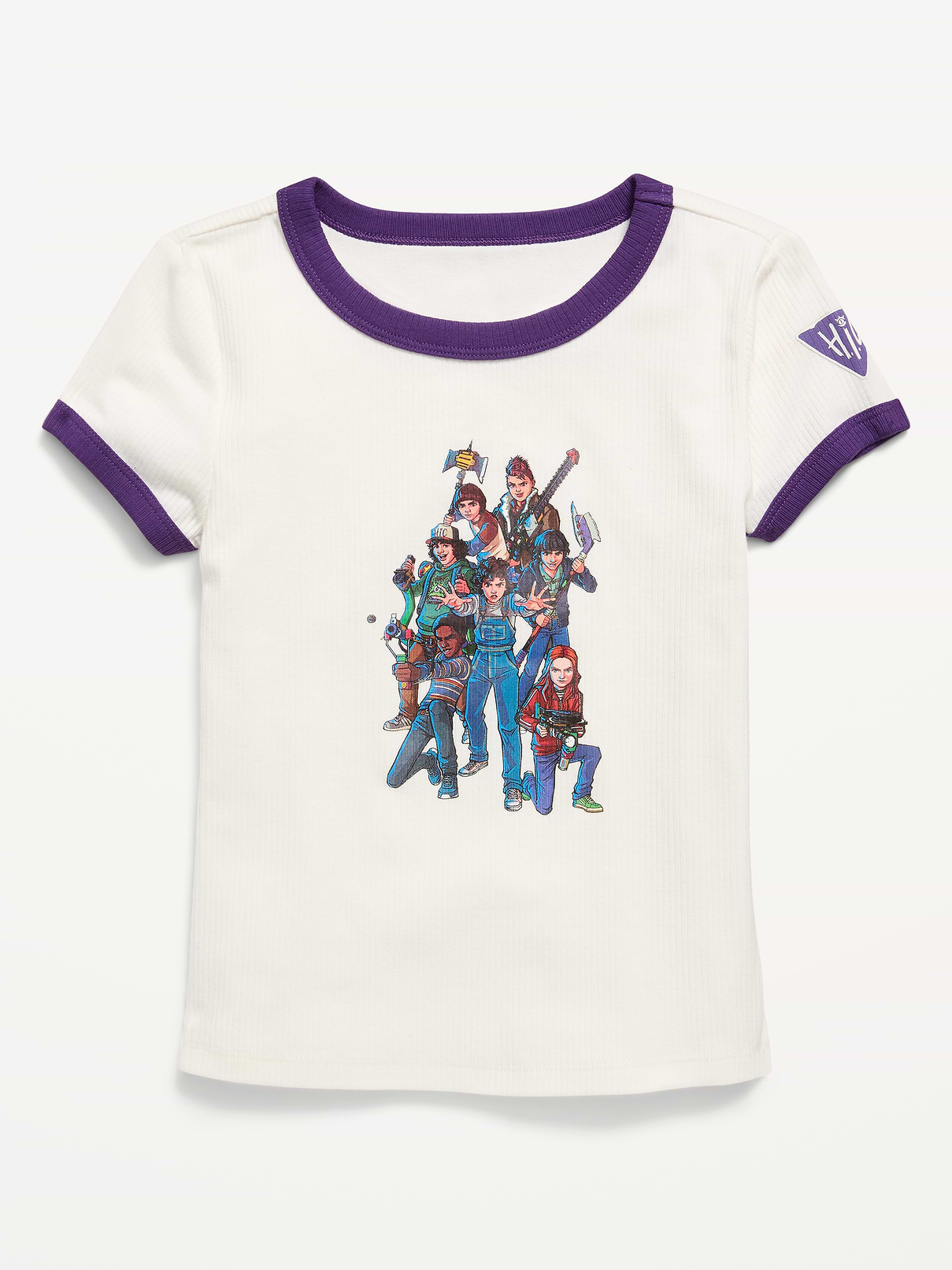 Image 2 of 4, Old Navy x Netflix Stranger Things: Tales From '85 Fitted Ringer T-Shirt for Girls