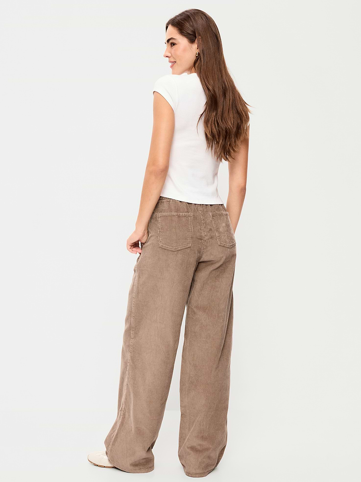 Image 3 of 6, High-Waisted Baggy Wide-Leg Corduroy Pants