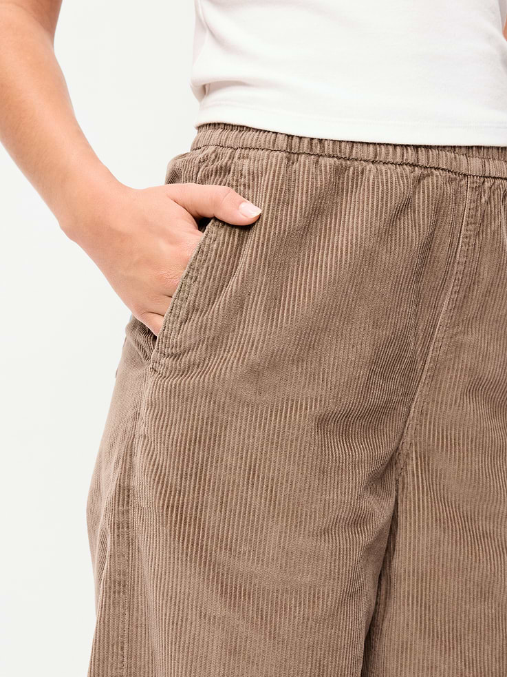 Image 4 of 6, High-Waisted Baggy Wide-Leg Corduroy Pants