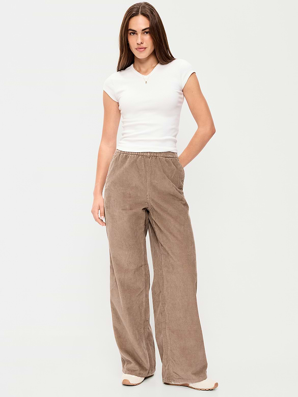 High-Waisted Baggy Wide-Leg Corduroy Pants