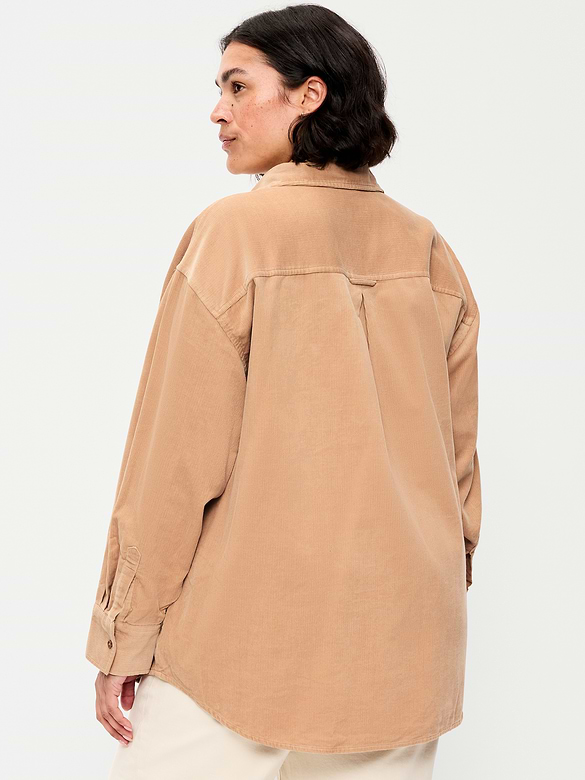 Oversized Boyfriend Button-Down Corduroy Shirt