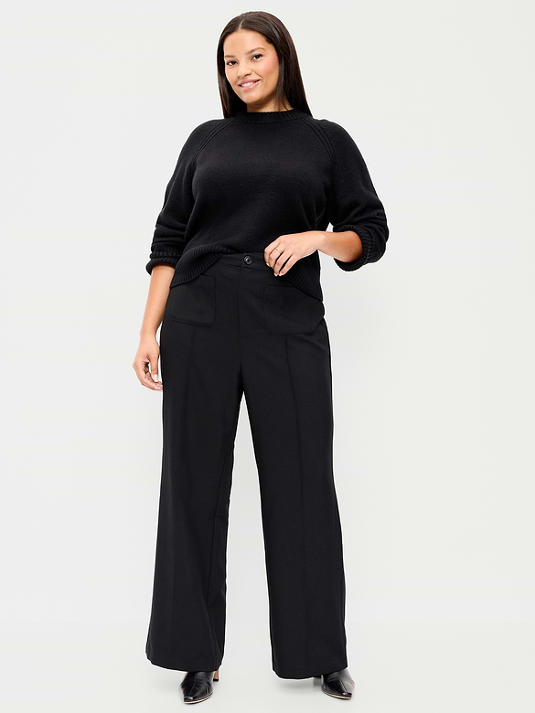 High-Waisted Patch Pocket Flare Pants