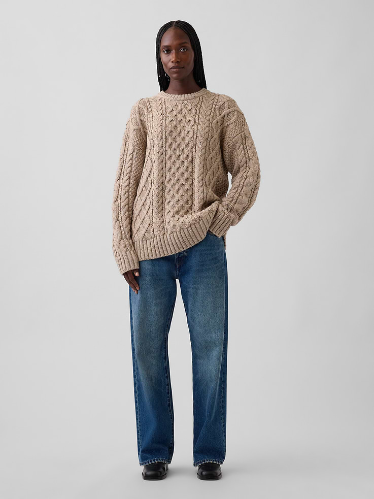 Image number 2 showing, Oversized Cable-Knit Sweater