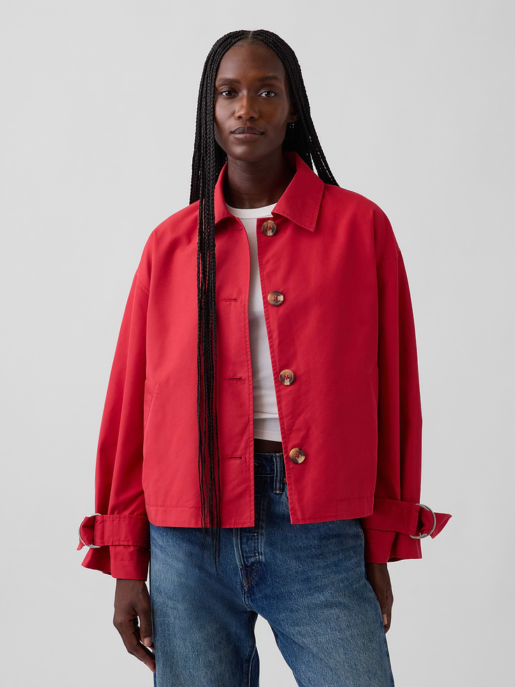 Image number 1 showing, Oversized Crop Trench Jacket