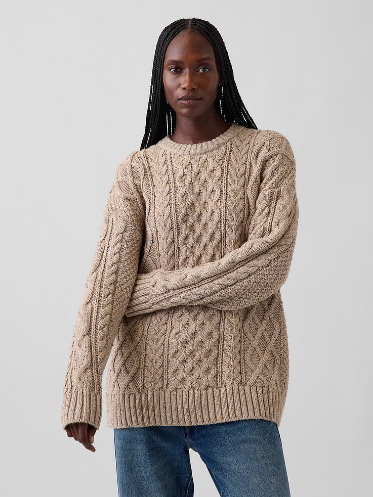 Image number 1 showing, Oversized Cable-Knit Sweater