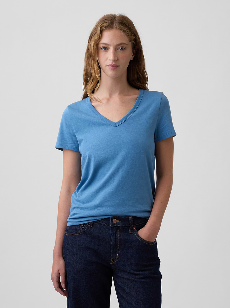 Image 1 of 5, Soft jersey knit., Short sleeves., V-neck., Product #1179565