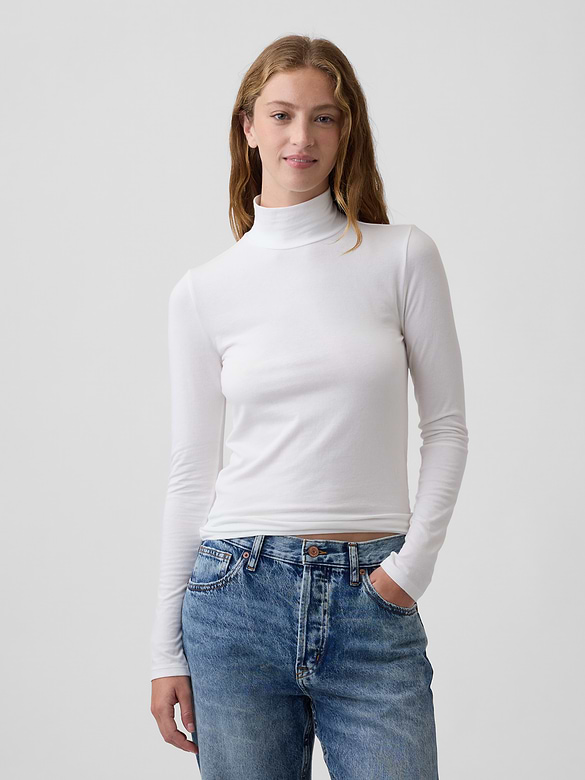 Stretch Jersey Mockneck T-Shirt